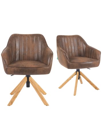 DUBI Möbel 2er-Set: Bürostuhl Mika-Olea in Braun - (B)60 x (H)83 x  (T)61 cm