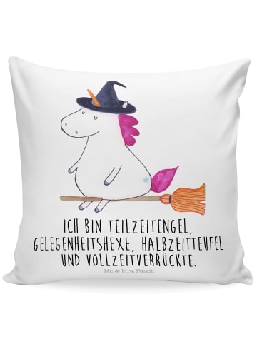 Mr. & Mrs. Panda Kuschelkissen 40x40 Einhorn Hexe mit Spruch in Weiß
