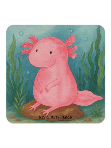 Mr. & Mrs. Panda Bierdeckel Axolotl Niedlich Design ohne Spruch in Weiß