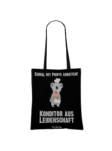 Mr. & Mrs. Panda Schultertasche Konditor Leidenschaft mit Spruch in Schwarz