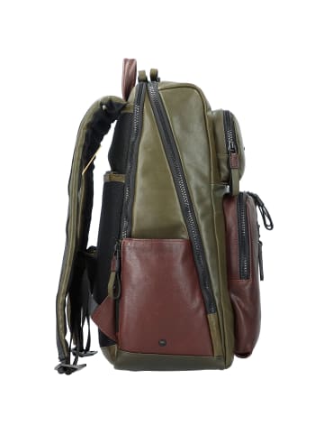 Piquadro Harper Rucksack RFID Leder 46 cm Laptopfach in green-dark brown