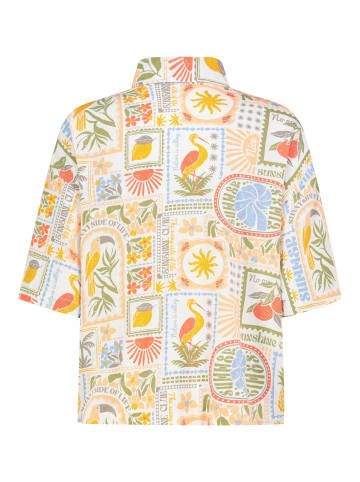 Eight2Nine Kurzarm Bluse Knopfleiste Rundhalsausschnitt in Weiß