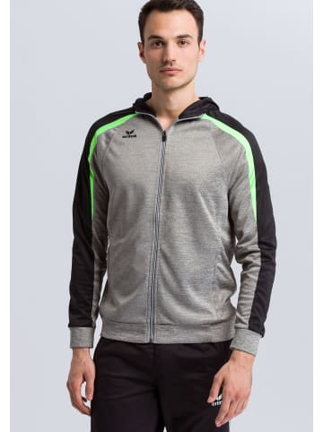 erima Liga 2.0 Trainingsjacke mit Kapuze in grau melange/schwarz/green gecko