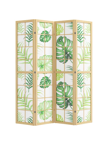 HOMCOM Paravent in Naturholz & Grün 160L x 1,8B x 170H cm