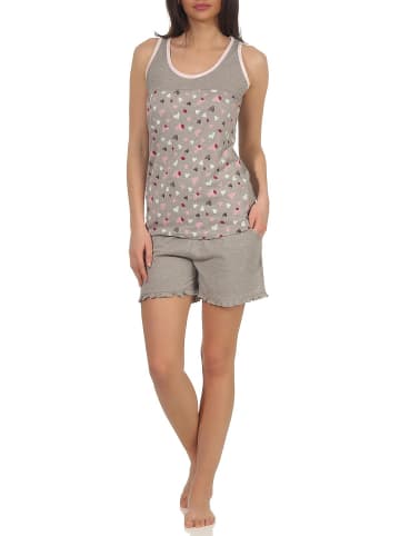 NORMANN Achselhemd Shorty Pyjama - 54244 in grau