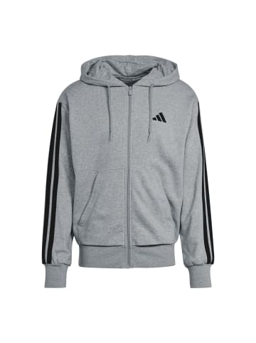 adidas Essentials 3-Streifen French Terry Kapuzenjacke in Grau