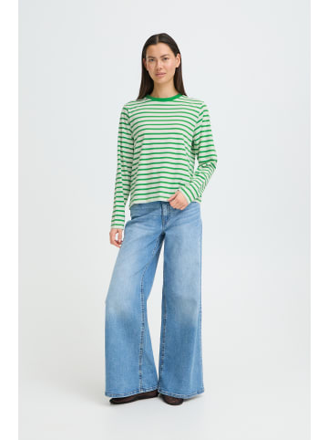 ICHI Langarm IHMIRA Loose fit in KELLY GREEN/CLOUD DANCER