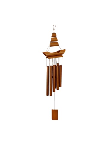 relaxdays Windspiel "Segelboot" in Braun - (B)20 x (H)72 x (T)6 cm