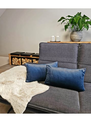 JACK 2er Set Teddy Flausch Kissen 30x50cm in blau