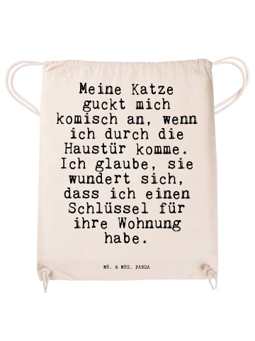 Mr. & Mrs. Panda Sportbeutel Meine Katze guckt mich... mit Spruch in Creme