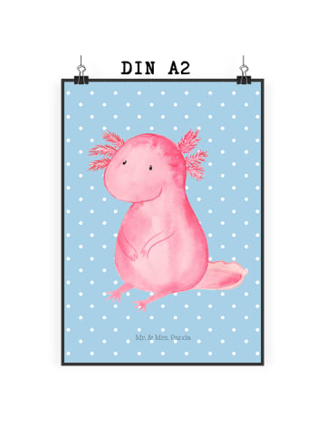 Mr. & Mrs. Panda Poster Axolotl Niedlich ohne Spruch in Blau Pastell