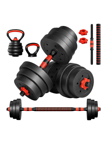 relaxdays Hantelset in Schwarz – 19 kg (Kettlebell, Kurz-/Langhantel)
