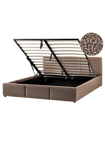 Beliani Doppelbett BOUSSE in Beige - (W) 171 x (H) 79 x (L) 219 cm