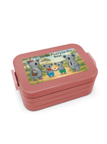Mr. & Mrs. Panda Snackbox Koala Familie zwei Design mit Spruch in Rot Pastell