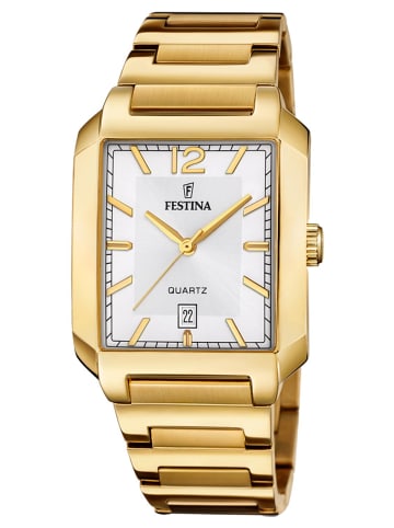 Festina Herrenarmbanduhr Rechteckig Goldfarben