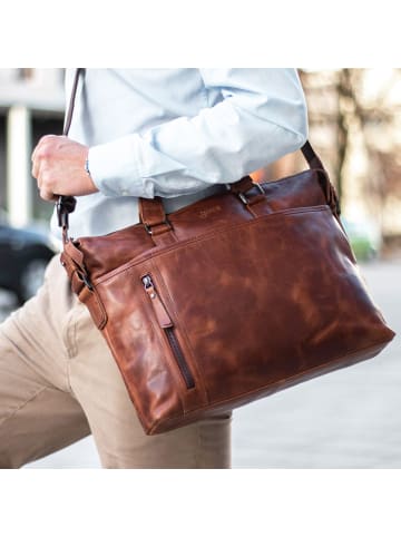 BACCINI Leder-Laptoptasche 15" echt Leder Aktentasche 15 Zoll Laptop-Hülle braun in braun