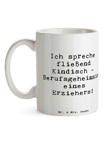 Mr. & Mrs. Panda Kaffeetasse Spruch Erzieher Kindisch mit Spruch in Weiß