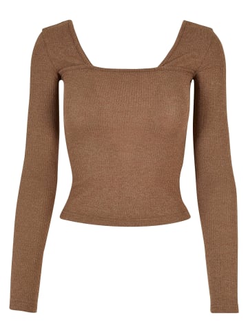 Urban Classics Urban Classics Damen Ladies Rib Squared Neckline Longsleeve in darkkhaki