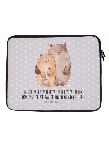 Mr. & Mrs. Panda Notebook Tasche Bären Liebe mit Spruch in Grau Pastell