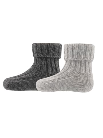 ewers 2er-Set Socken GOTS Wolle in grau