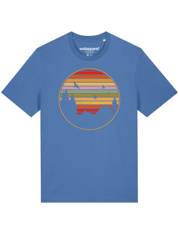 wat? Apparel T-Shirt Sunset Berge & Tannen in Bright Blue