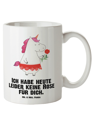 Mr. & Mrs. Panda Becher Einhorn Dame mit Spruch in Weiß