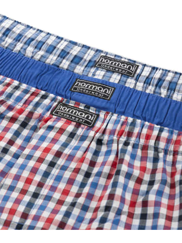 normani 3 Stück Herren Web Boxershorts in Blau/Rot