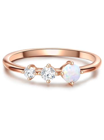 Glanzstücke München Ring aus Sterling Silber mit Zirkonia und Opal in roségold