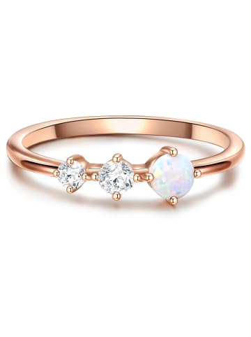 Glanzstücke München Ring Sterling Silber roségold Zirkonia weiß Opal (synth.) weiß in roségold