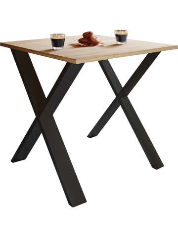VCM Premium Holz Esstisch Tisch Xona X Silber in Schwarz / Sonoma-Eiche