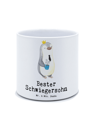 Mr. & Mrs. Panda XL Blumentopf Pinguin Bester Schwiegersohn mit ... in Weiß