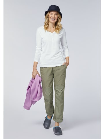 Gardena Longsleeve im Henley-Stil mit V-Neck in Weiß