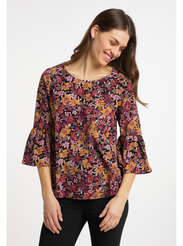 Usha Damen Bluse in Schwarz Mehrfarbig