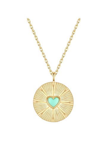 Glanzstücke München Kette Herz aus Sterling Silber mit Türkis (rek.) in gelbgold