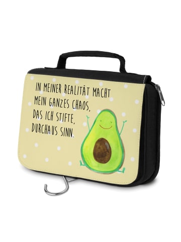 Mr. & Mrs. Panda Toilettentasche Avocado Glücklich mit Spruch in Gelb Pastell