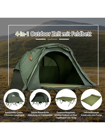 COSTWAY 4in1 Campingzelt für 1-2 Personen in Grün