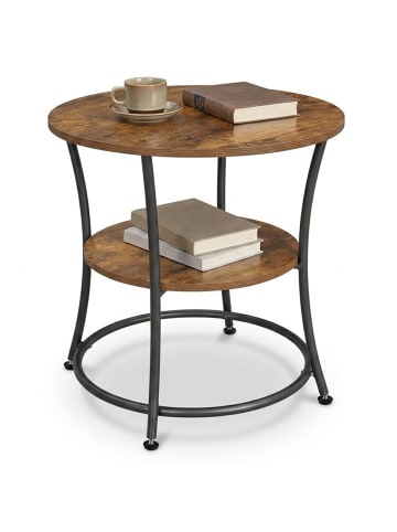 relaxdays Beistelltisch in Dunkelbraun/ Schwarz - (H)55 x ø 55 cm
