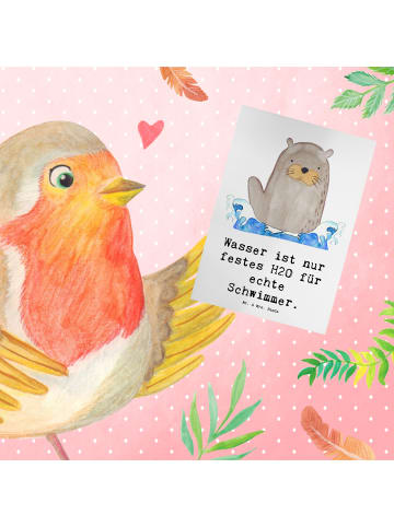 Mr. & Mrs. Panda valentinstagskarte Schwimmen Abenteuer mit Spruch in Weiß