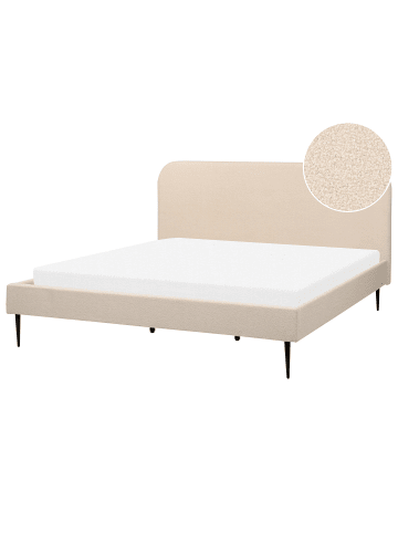 Beliani Doppelbett FLAYAT in Beige/Schwarz - (W) 193 x (H) 109 x (L) 215 cm