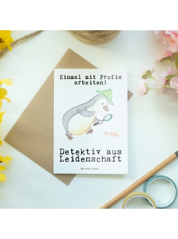 Mr. & Mrs. Panda Beileidskarte Detektiv Leidenschaft mit Spruch in Weiß