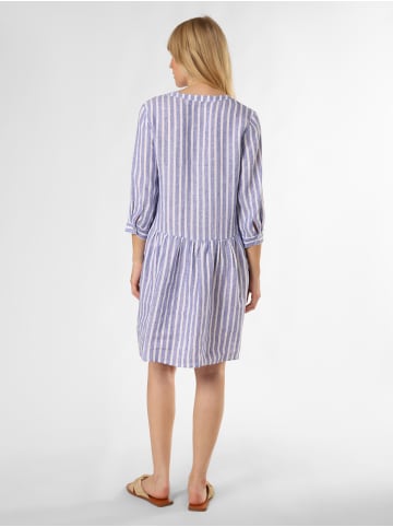Ambiance Leinenkleid in blau weiß - 0003