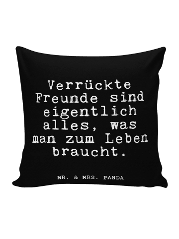 Mr. & Mrs. Panda 40x40 Kissen Verrückte Freunde sind eigentlich.... in Schwarz