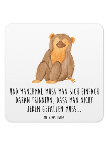 Mr. & Mrs. Panda Gläseruntersetzer Affe mit Spruch in Weiß