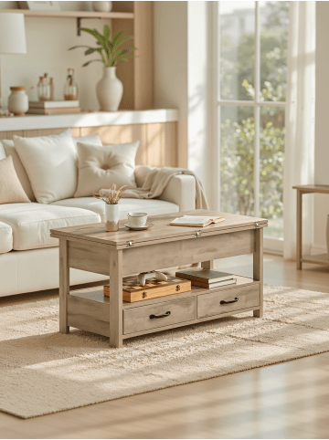 VASAGLE Couchtisch Helan-old in Braun - (B)100 x (H)64.1 x (T)50 cm