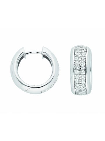 Adeliás Damen 925 Silber Ohrringe / Creolen mit Zirkonia Ø 19,2 mm in silber