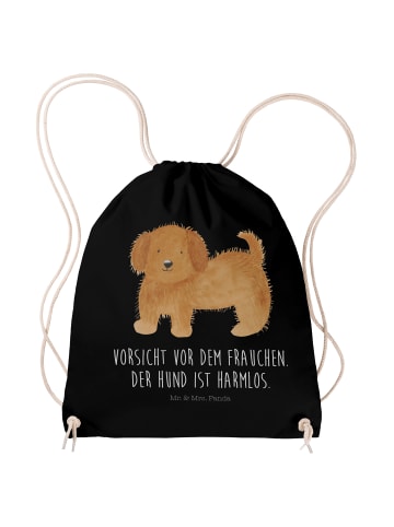 Mr. & Mrs. Panda Materialzug-Rucksack Hund Flauschig mit Spruch in Schwarz