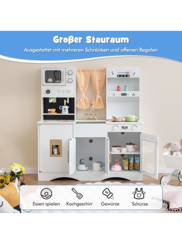 COSTWAY Kinderküche mit Kochzubehör in Weiß