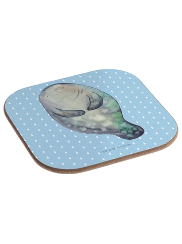 Mr. & Mrs. Panda Untersetzer Gläser Seekuh Happy ohne Spruch in Blau Pastell