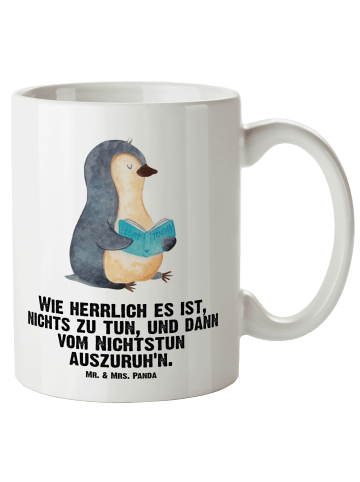 Mr. & Mrs. Panda Kaffeetasse Pinguin Lachen mit Spruch in Weiß