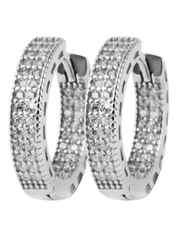 Adeliás Damen Ohrringe – Klappcreole aus 925 Silber mit Zirkonia in silber